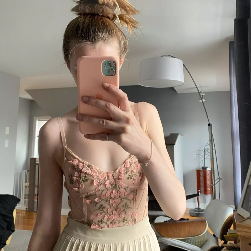 Lace Mesh Floral One Piece Bodysuit Lingerie Top - Picture 4 of 16